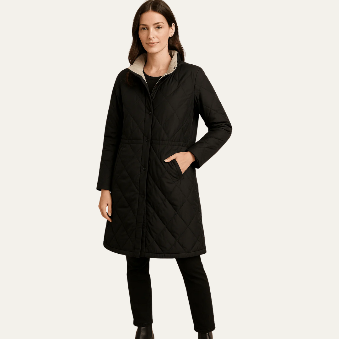 Veste matelassée losangée femme hiver chaud avec fermeture boutons