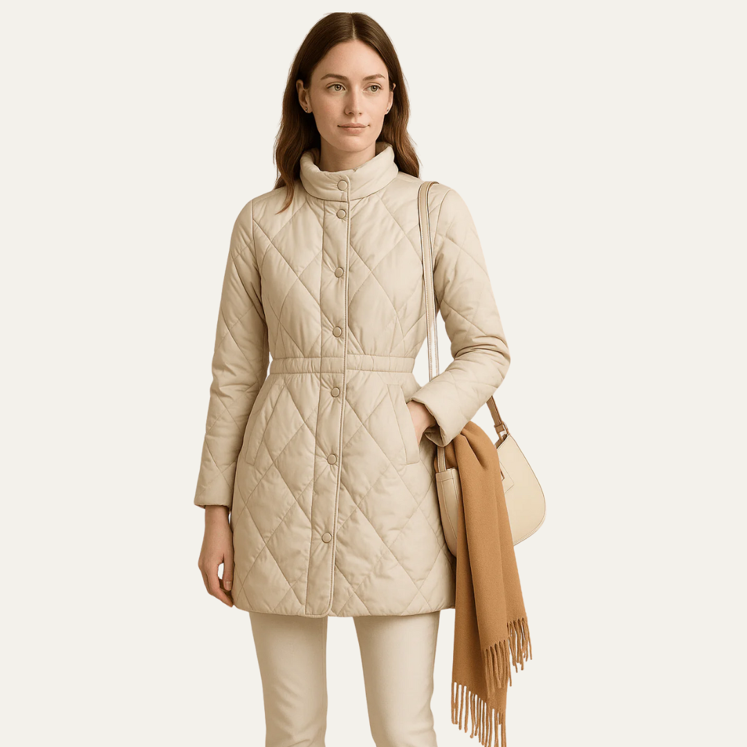 VogeLuxe | Veste matelassée à losanges pour femme avec boutons 4