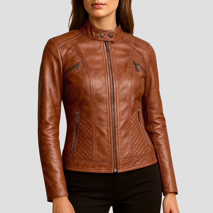 Veste en cuir synthétique matelassée hiver