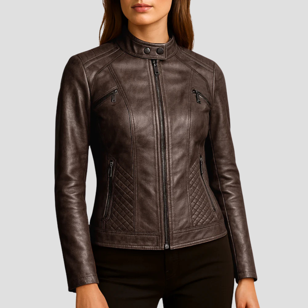Veste en cuir synthétique matelassée hiver - vue 3