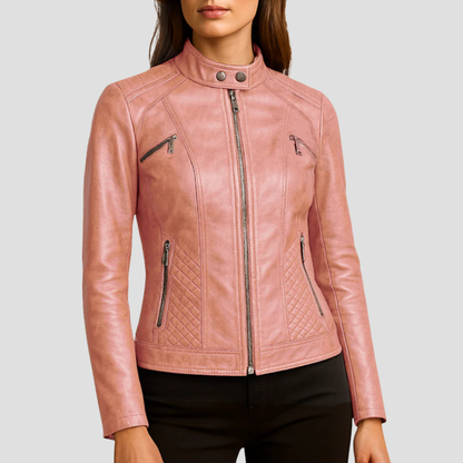 Veste en cuir synthétique matelassée femme hiver