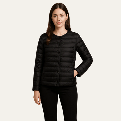 VogeLuxe | Veste matelassée légère à boutons-pression pour femme 0