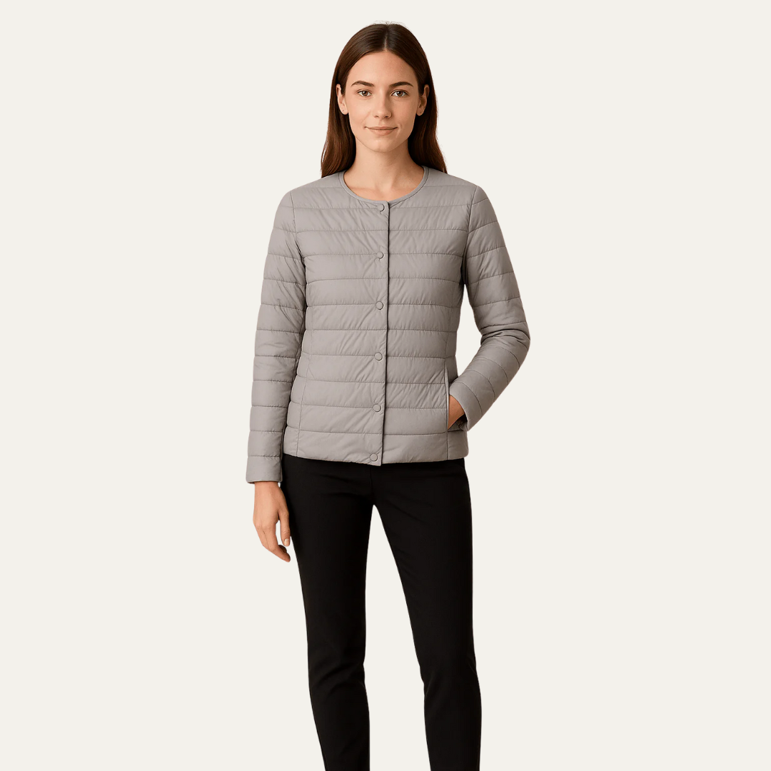 VogeLuxe | Veste matelassée légère à boutons-pression pour femme 2