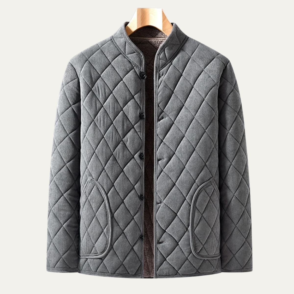 VogeLuxe | Veste matelassée sans col et à boutons pour homme 4