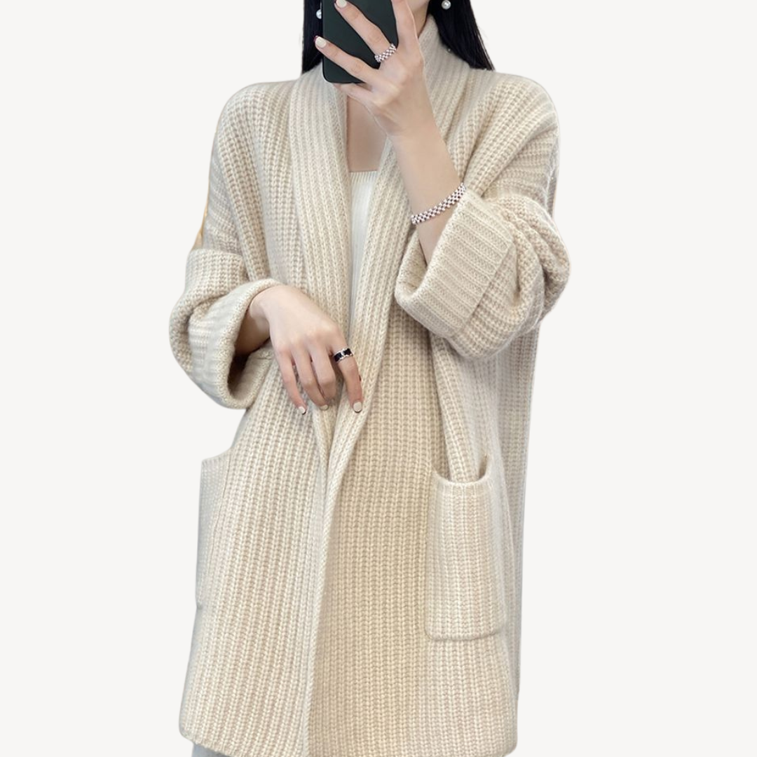 Veste femme en maille douce col V décontractée - PanierRoyale