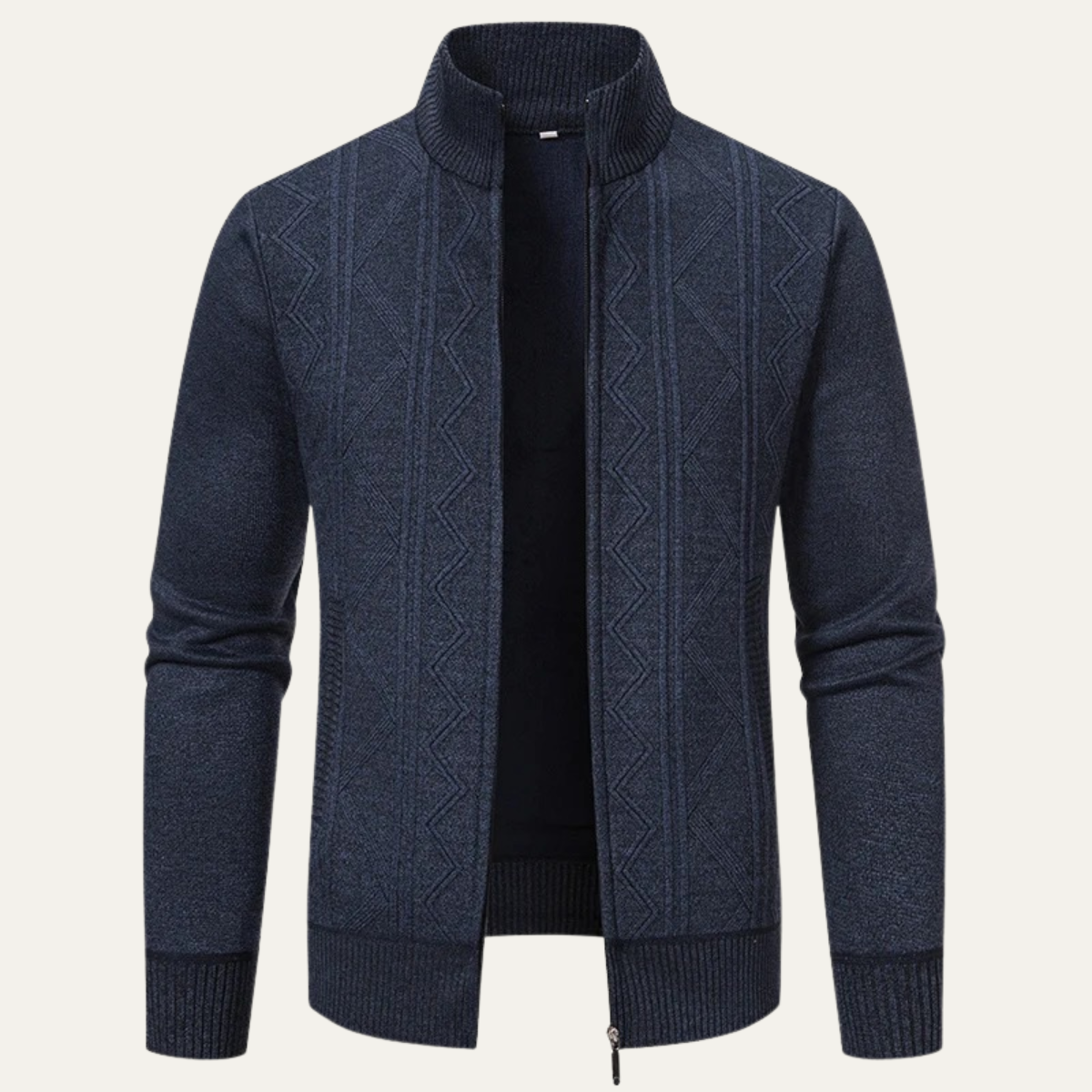 VogeLuxe | Veste pull zippée pour homme en maille losanges 11