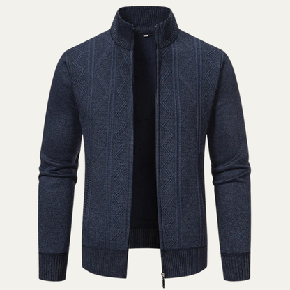 VogeLuxe | Veste pull zippée pour homme en maille losanges 11