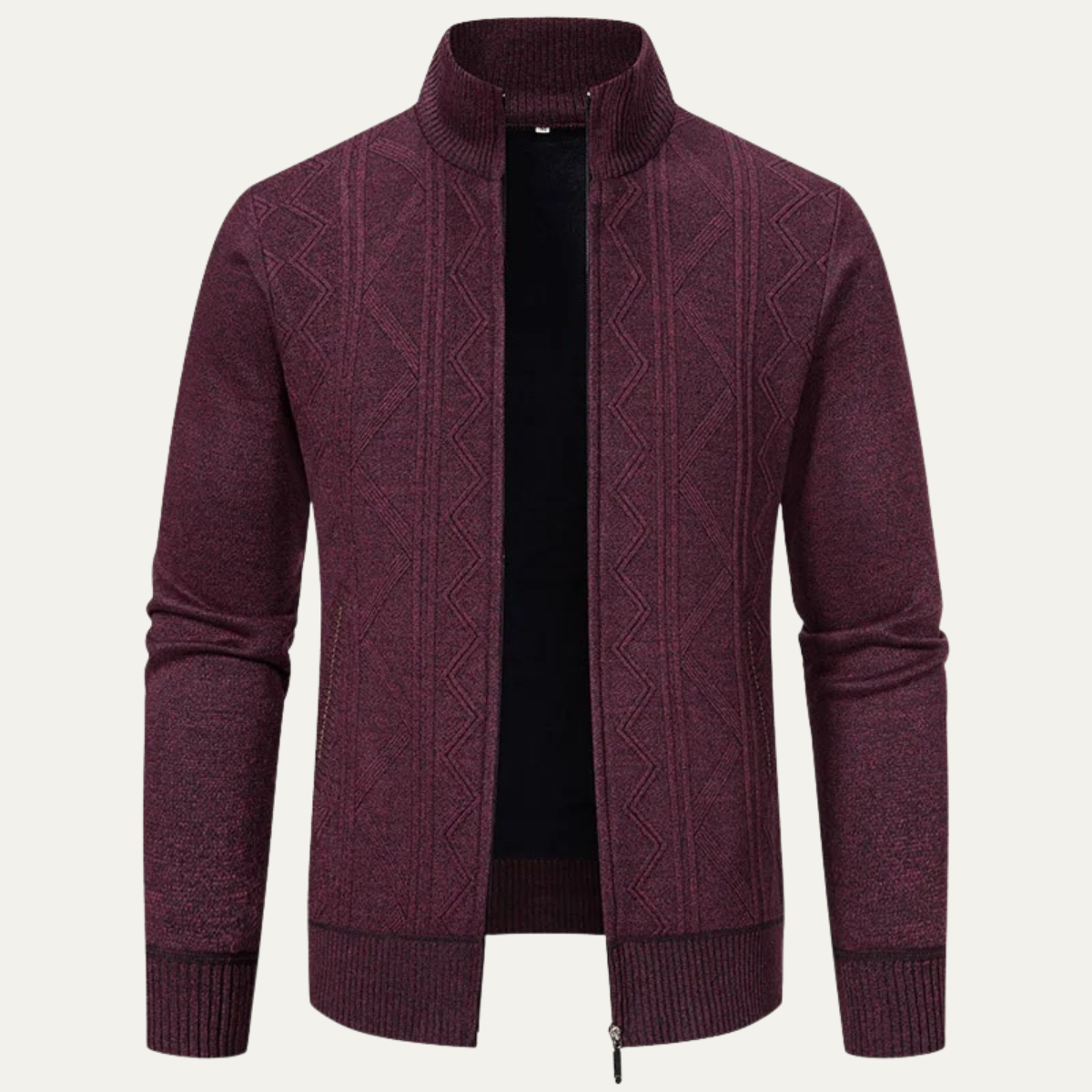 VogeLuxe | Veste pull zippée pour homme en maille losanges 9