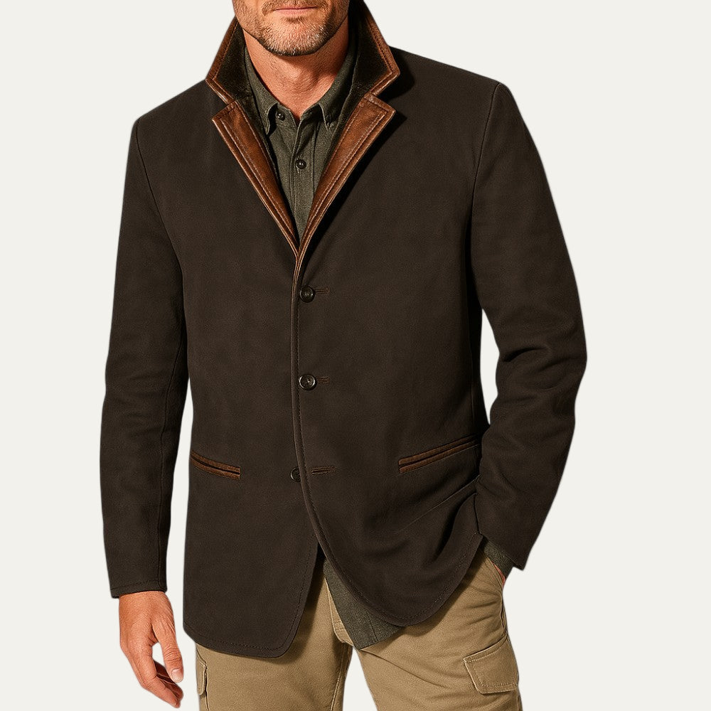 VogeLuxe | Veste sport décontractée pour homme avec col en daim 0