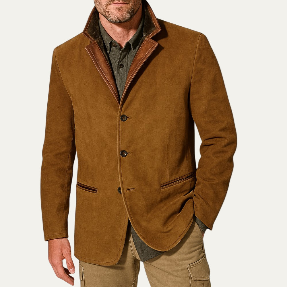 VogeLuxe | Veste sport décontractée pour homme avec col en daim 3
