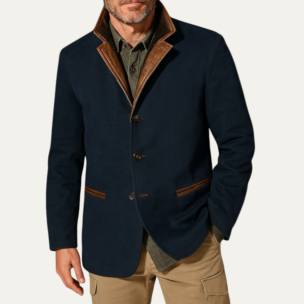 VogeLuxe | Veste sport décontractée pour homme avec col en daim 4