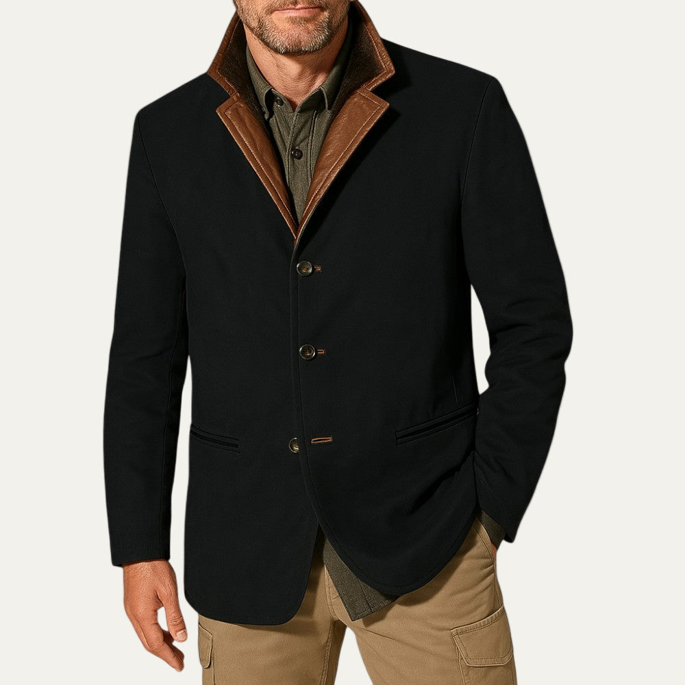 VogeLuxe | Veste sport décontractée pour homme avec col en daim 5