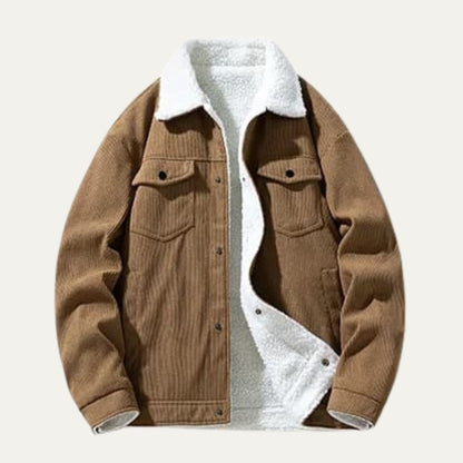 Veste denim doublée peau de mouton pour homme hiver