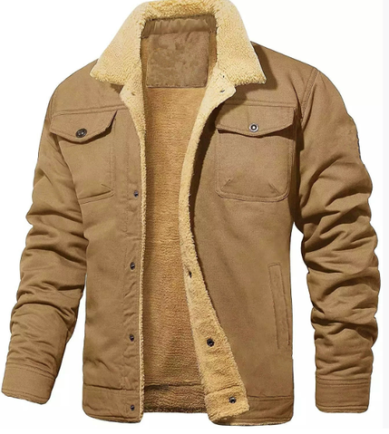 VogeLuxe | Veste trucker homme doublée en peau de mouton retournée et à boutons-pression 0