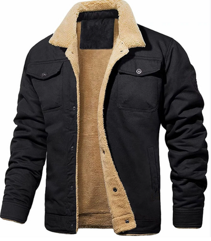 VogeLuxe | Veste trucker homme doublée en peau de mouton retournée et à boutons-pression 6