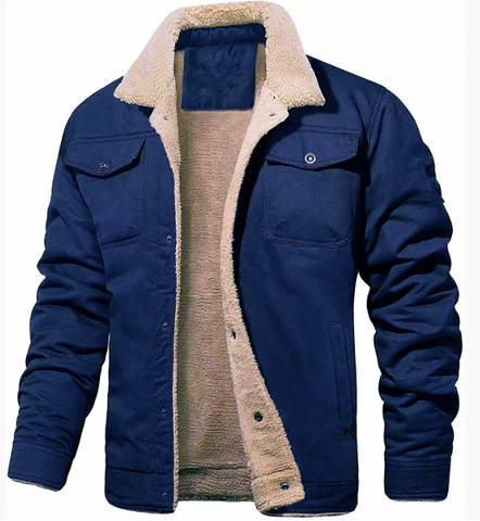 Veste en cuir homme doublée sherpa avec fermeture boutons-pression