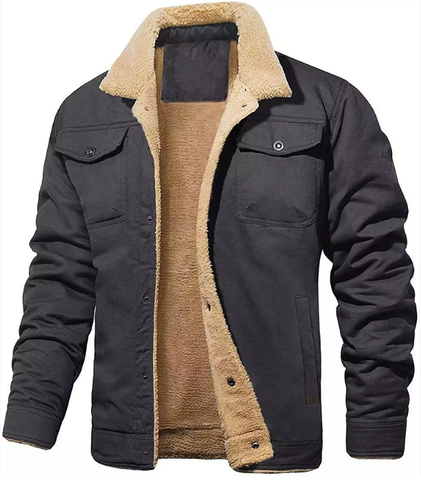 VogeLuxe | Veste trucker homme doublée en peau de mouton retournée et à boutons-pression 8