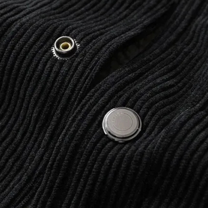 VogeLuxe | Veste trucker homme en velours côtelé avec doublure en fausse fourrure de mouton retournée 3