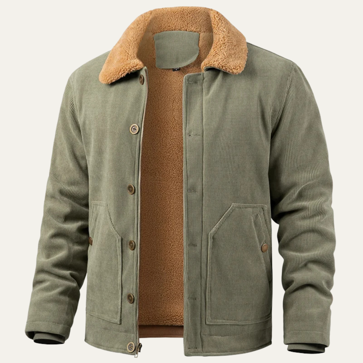 Veste homme sherpa épaisse et chaude en velours côtelé - PanierRoyale