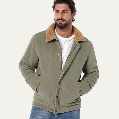 VogeLuxe | Veste trucker homme en velours côtelé doublée sherpa 1