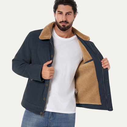 VogeLuxe | Veste trucker homme en velours côtelé doublée sherpa 3