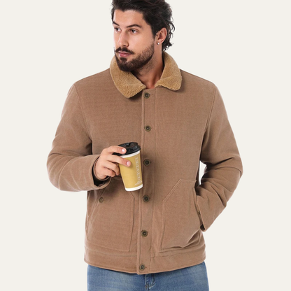 VogeLuxe | Veste trucker homme en velours côtelé doublée sherpa 4