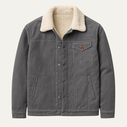 VogeLuxe | Veste trucker homme en velours côtelé sherpa à col montant 1