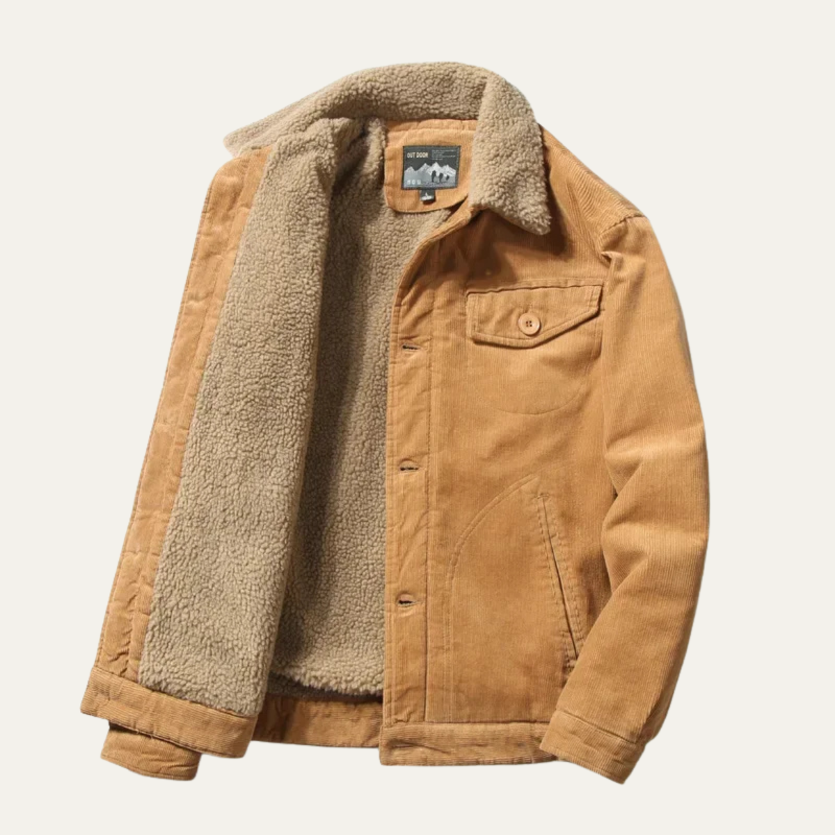 VogeLuxe | Veste trucker homme en velours côtelé sherpa à col montant 6