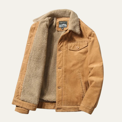 VogeLuxe | Veste trucker homme en velours côtelé sherpa à col montant 6