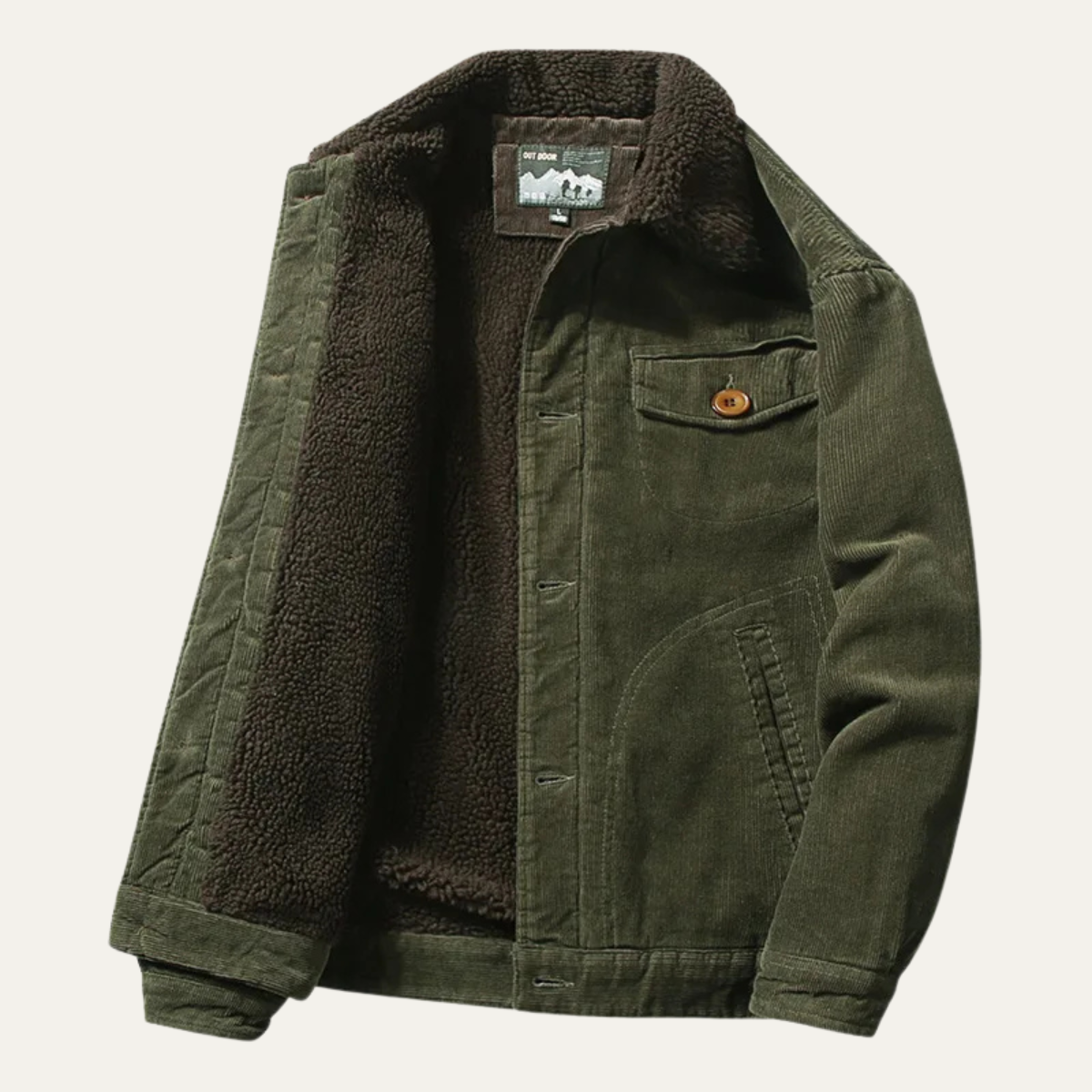 VogeLuxe | Veste trucker vintage en velours côtelé sherpa pour homme 4