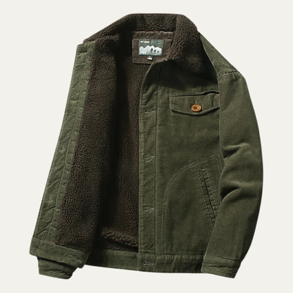 VogeLuxe | Veste trucker vintage en velours côtelé sherpa pour homme 4
