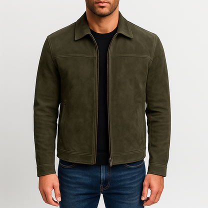 VogeLuxe | Veste zippée classique en daim pour homme 1