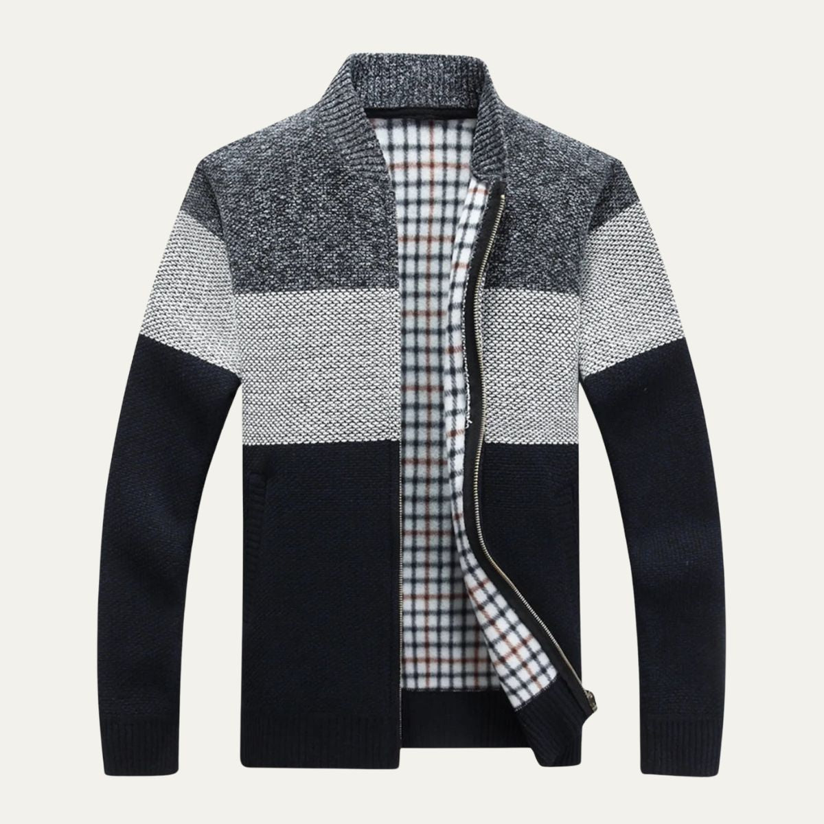 VogeLuxe | Veste zippée en maille color-block pour homme 1