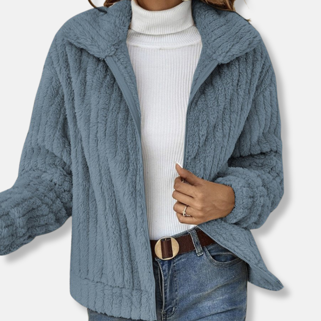 VogeLuxe | Veste zippée en sherpa confortable pour femme 2