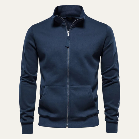 VogeLuxe | Veste zippée intégrale en tissu lisse pour homme 0