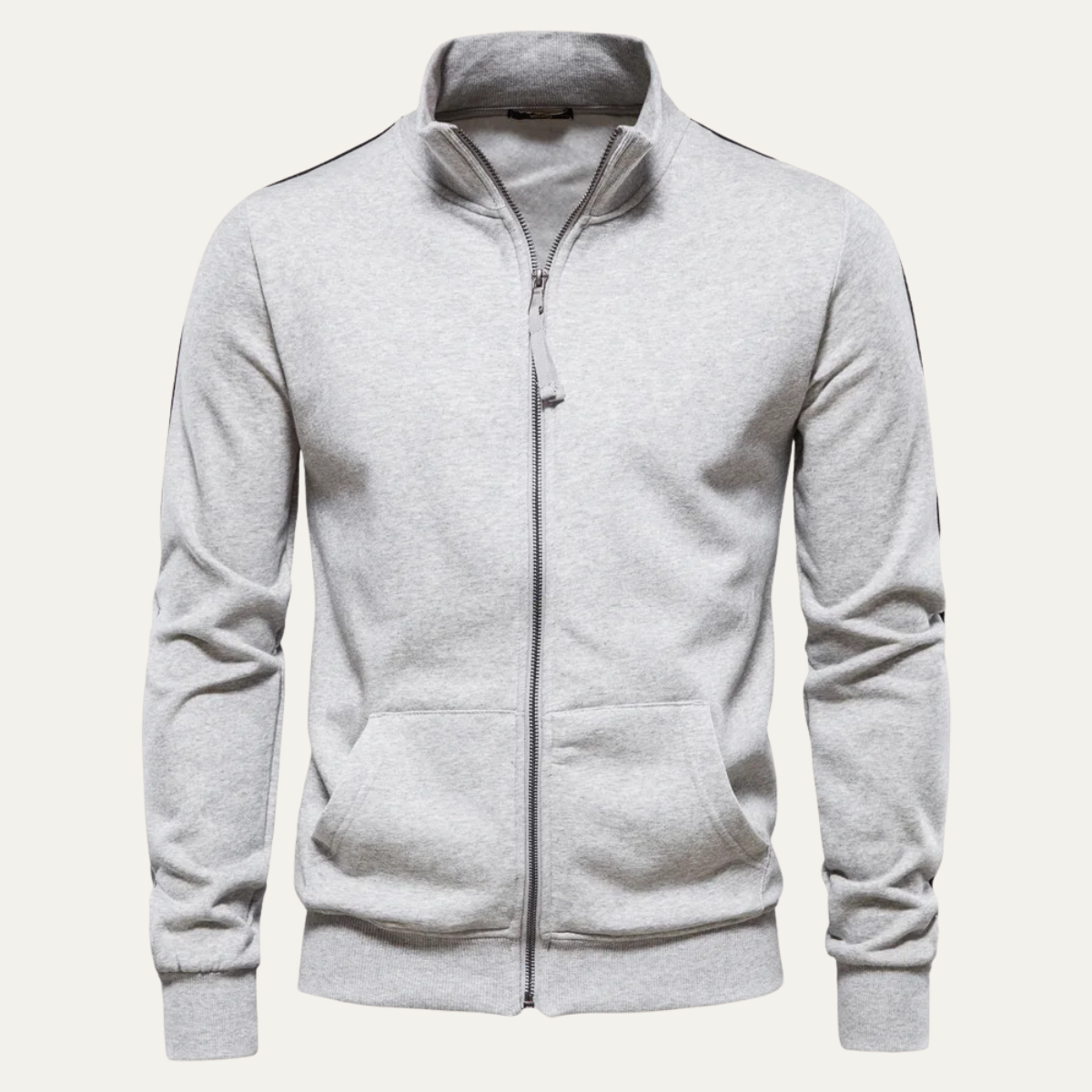 VogeLuxe | Veste zippée intégrale en tissu lisse pour homme 12