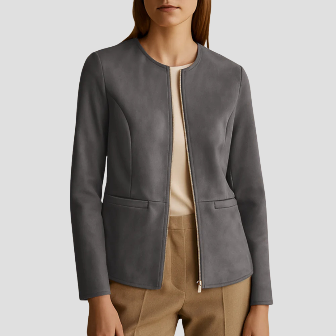 Veste en cuir femme élégante et fine zippée