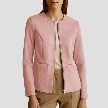 Veste en cuir femme élégante et fine zippée