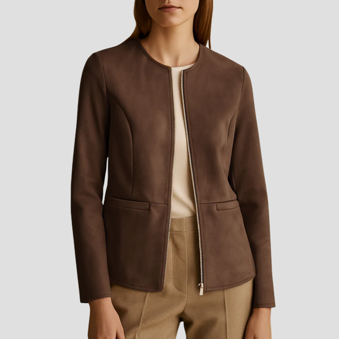 Veste en cuir femme élégante et fine zippée
