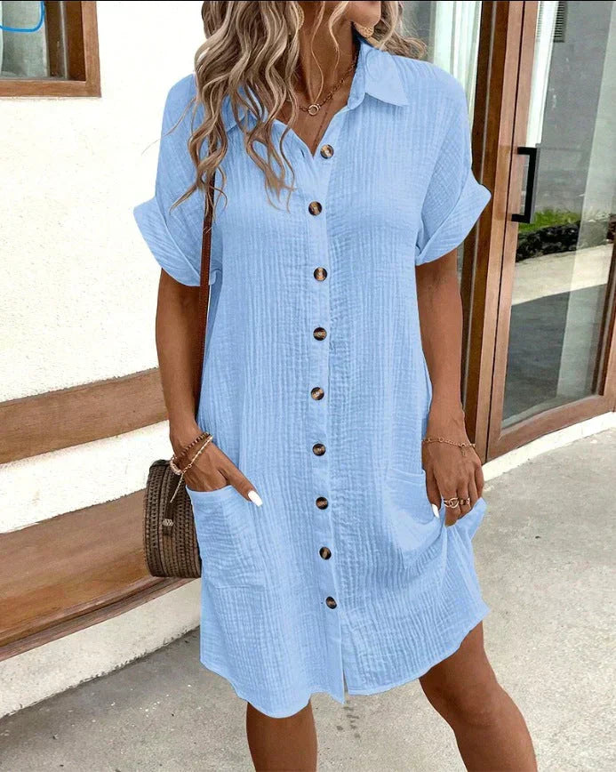 Robe Chemisier Femme en Coton Doux et Léger