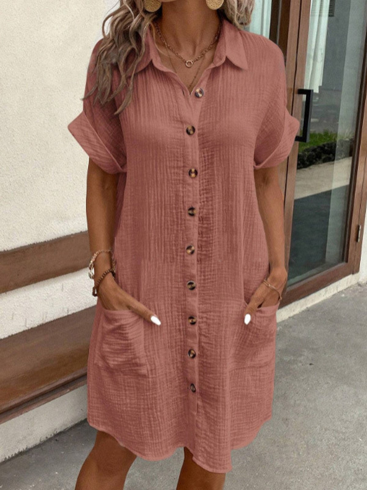 Robe Chemisier Femme en Coton Doux et Léger
