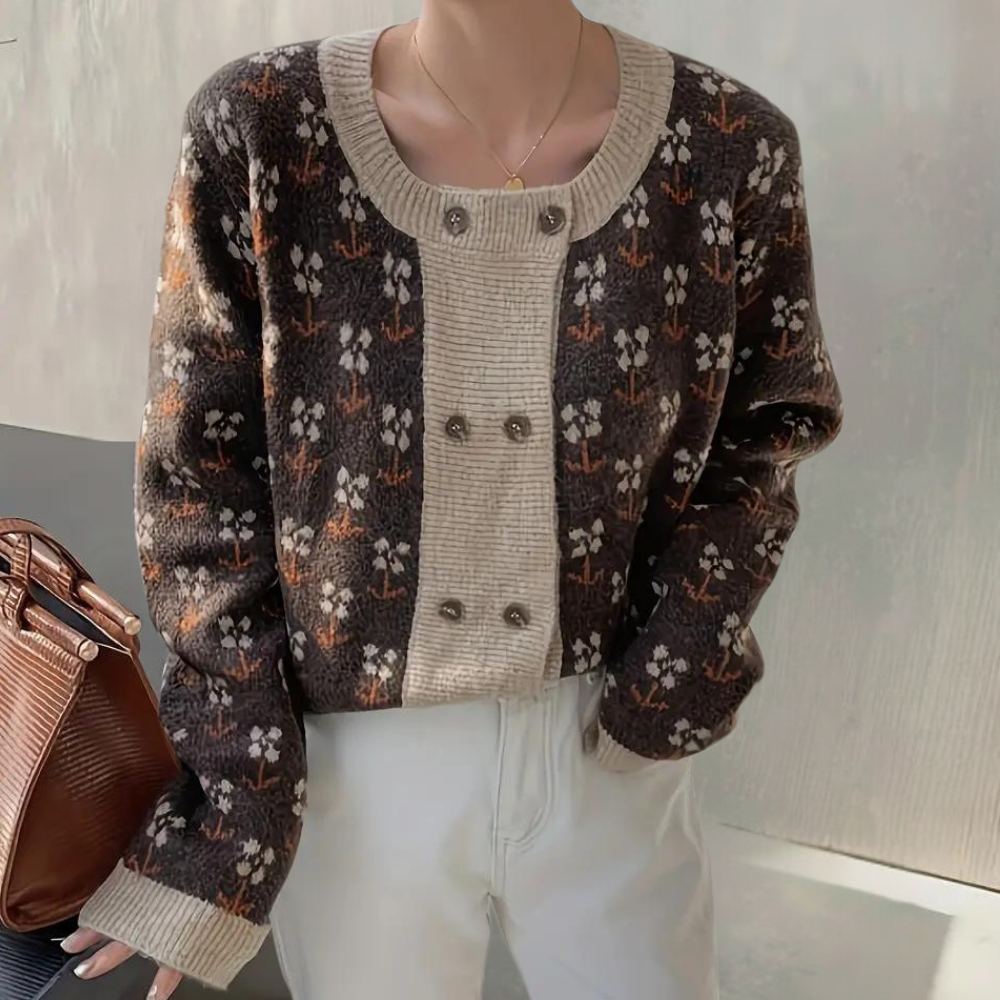 DOROTHY - Cardigan Tricoté à Fleurs Élégant pour Femmes