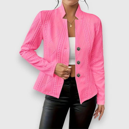 Blazer Féminin Tricoté à Manches Longues Boutonné
