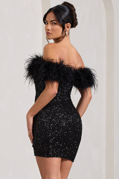 Robe Courte Pailletée Épaules Découvertes