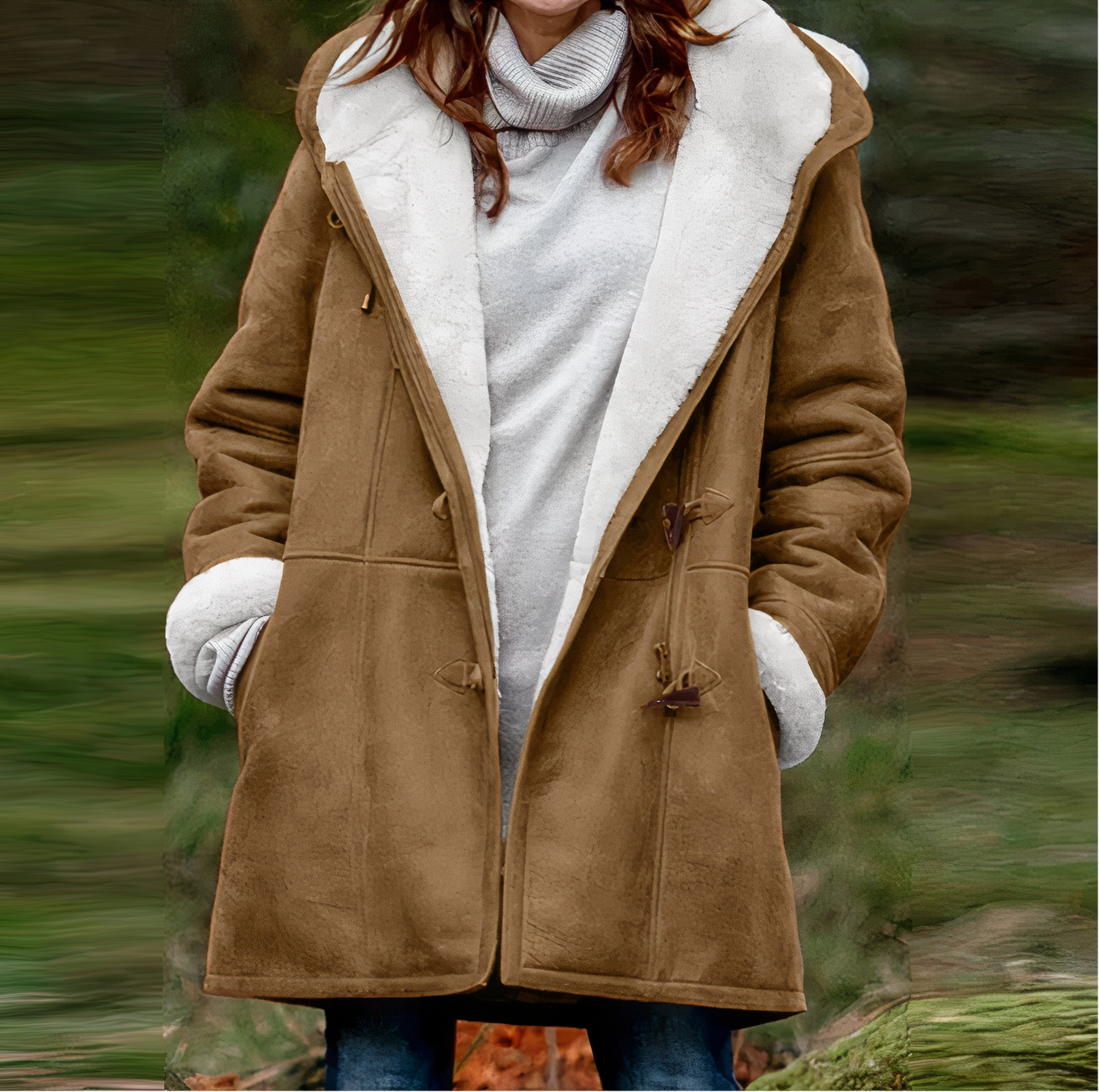 Manteau Femme Hiver Chic avec Fourrure Synthétique