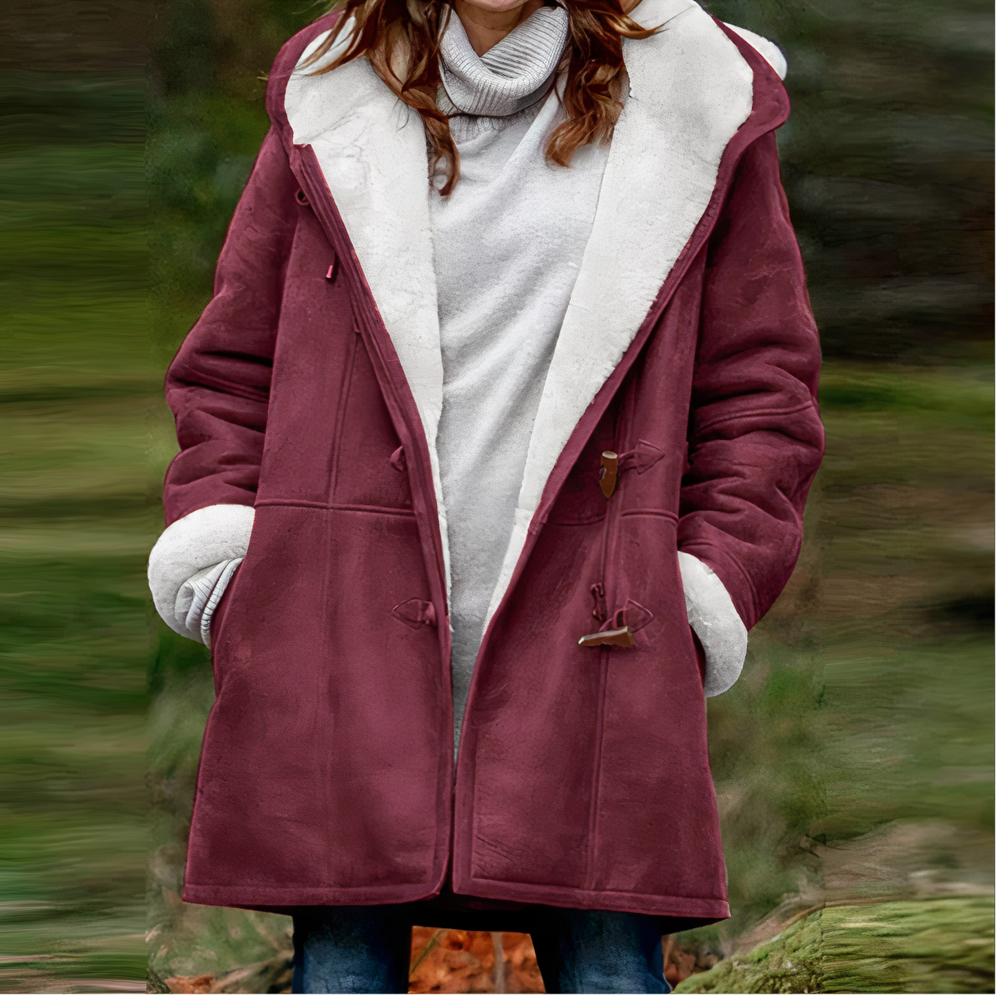 Manteau Femme Hiver Chic avec Fourrure Synthétique