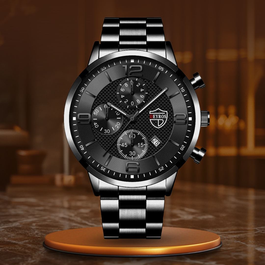Montre Homme Élégante Noir Cuir
