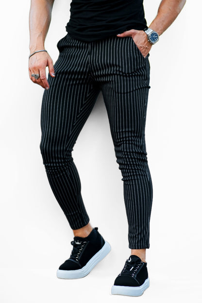 Pantalon Rayé Homme Coton Confortable - BerlinGlamour