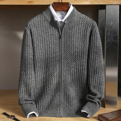 Pull En Merinos Doublé ZipPour Homme