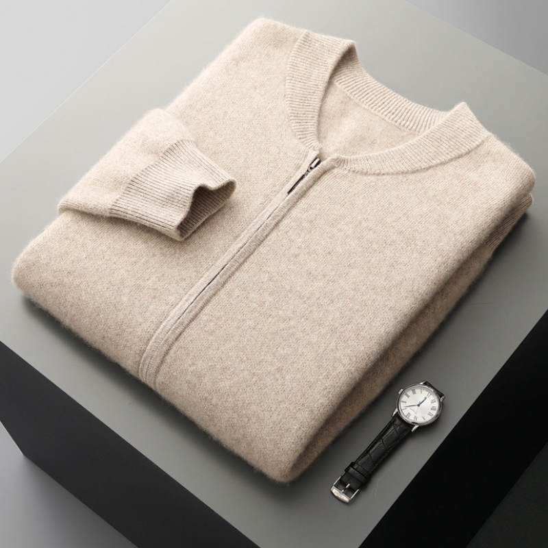Cardigan Homme Laine Chaud et Élégant avec Fermeture Éclair